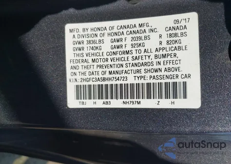 2017 Honda Civic Si из США, поврежденный, VIN 2HGFC3A58HH754723